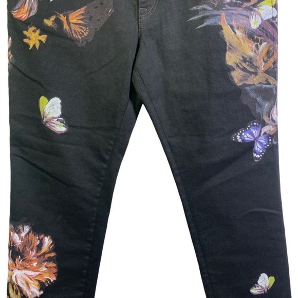 JUSTCAVALLI Roberto London Floral Straight High‎ Waisted Painted Jeans - Picture 5 of 15